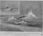 The wreck of the Geok-Tepe a sinking ship near of the Chechen Islands. Drawing  painting by A. N. Schilder (1889)