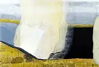 Ivo Křen, Above the Waterfall - Iceland, linocut 65 x 95&nbsp;cm, consecutive print in 23 colours, 2014