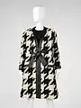 1968 coat, black and white houndstooth wool.