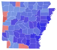 Map of County results of the 1978 Arkansas gubernatorial election.