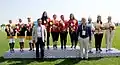 Traditional Turkish archery women puta target team medal ceremony