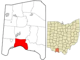 Location in Adams County and the state of Ohio.