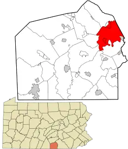 Location in Adams County and the state of Pennsylvania.