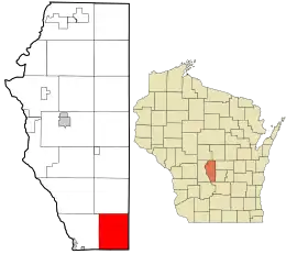 Location in Adams County and the state of Wisconsin.