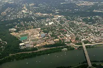 Aerial view of Georgetown University campus in 2011