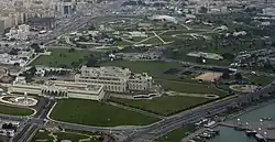 Aerial view of the Amiri Diwan and Al Bidda Park.