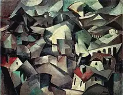 Albert Gleizes, 1911, Paysage (Landscape, Les Maison), oil on canvas, 71 x 91.5&nbsp;cm. Reproduced frontispiece catalogue Galeries Dalmau, Barcelona, 1912