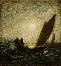 With Sloping Mast and Dipping Prow (late 1880s) oil on canvas, 12 x 12 in. Smithsonian American Art Museum