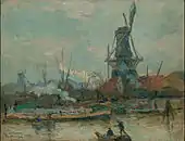 Les anciens moulins du port de rotterdam un jour de grand vent, ca.1890