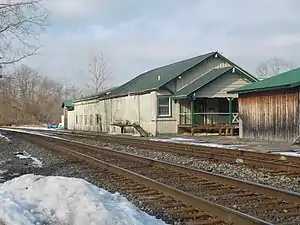 The former Erie Railroad station in Alden in January&nbsp;2021.