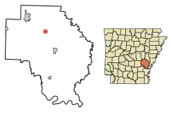 Location of Almyra in Arkansas County, Arkansas.