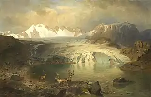 Fjord Landscape with Glacier and Reindeer (1896)