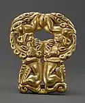 Belt buckle; 3rd-1st centuries BC; gold; height: 7.9&nbsp;cm; Metropolitan Museum of Art