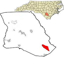 Location in Bladen County and the state of North Carolina.