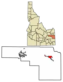 Location of Swan Valley in Bonneville County, Idaho.