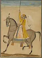 Equestrian Portrait of Maharaja Sujan Singh of Bikaner, by Kasam, Son of Muhammad, 1740s. Brooklyn Museum