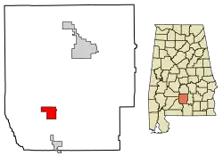 Location of Georgiana in Butler County, Alabama.