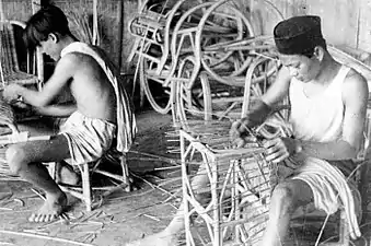 Indonesians making rattan furniture, circa&nbsp;1948