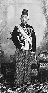 Pakubuwono X, the King of Surakarta Sunanate in kain batik, c. 1910