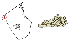 Location of Fredonia in Caldwell County, Kentucky.