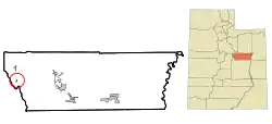 Location in Carbon County and the state of Utah.