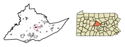 Location of Bellefonte in Centre County, Pennsylvania