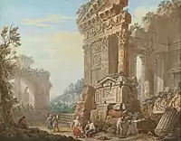 Capriccio of Roman ruins with peasants in the foreground (1773), private collection