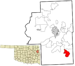 Location within Cherokee County and the state of Oklahoma
