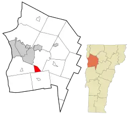Location in Chittenden County and the state of Vermont.
