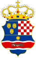 Unofficial, but more common design of the coat of arms without the St. Stephen's crown