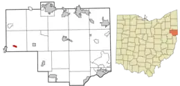Location of East Rochester in Columbiana County and in the State of Ohio