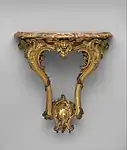 Rococo console table; 18th century; carved and gilded wood, marble top; 63.2 × 60 × 25.4&nbsp;cm; Metropolitan Museum of Art