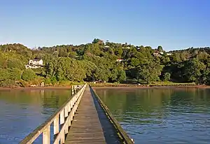 Looking west from Cornwallis Wharf towards the Cornwallis township.