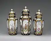 Covered vases; circa 1770; soft-paste porcelain; height: 38.7&nbsp;cm, width: 16.5&nbsp;cm; Metropolitan Museum of Art
