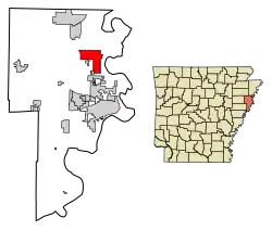 Location of Clarkedale in Crittenden County, Arkansas.