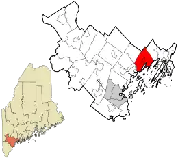 Location in Cumberland County and the state of Maine.