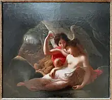Cupid awakens Psyche with the tip of his arrow