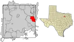 Location within Dallas County and the state of Texas
