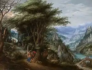 Denis van Alsloot and Hendrik de Clerck, Landscape with Tobias and the Angel (17th century)