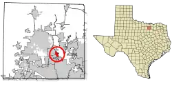 Location of Lake Dallas in Denton County, Texas