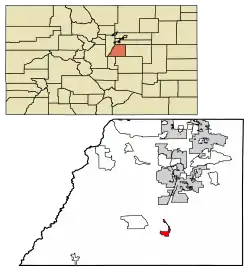 Location of Larkspur in Douglas County, Colorado.