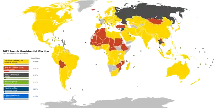 First-place candidate by country (Overseas French) during the first round