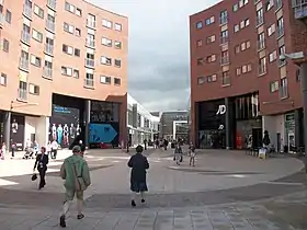 Facing east from the overhead walkway