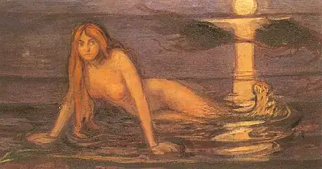 Lady From the Sea (detail), 1896, oil on canvas. .mw-parser-output .frac{white-space:nowrap}.mw-parser-output .frac .num,.mw-parser-output .frac .den{font-size:80%;line-height:0;vertical-align:super}.mw-parser-output .frac .den{vertical-align:sub}.mw-parser-output .sr-only{border:0;clip:rect(0,0,0,0);clip-path:polygon(0px 0px,0px 0px,0px 0px);height:1px;margin:-1px;overflow:hidden;padding:0;position:absolute;width:1px}100&nbsp;cm ×&nbsp;320&nbsp;cm (39+1⁄2&nbsp;in ×&nbsp;126&nbsp;in)