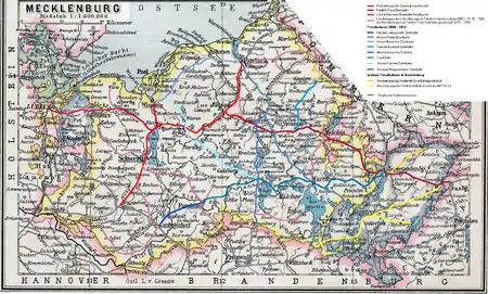 Map of the Mecklenburgische Eisenbahngesellschaft in 1905