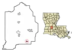 Location of Chataignier in Evangeline Parish, Louisiana.
