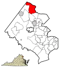Location of Great Falls in Fairfax County, Virginia