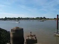 View from the Orford Ness dock towards Orford Quay.