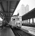 The Texas Zephyr beside the station, August 1962.