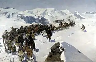 Count Argutinsky crossing the Caucasian range. 1892